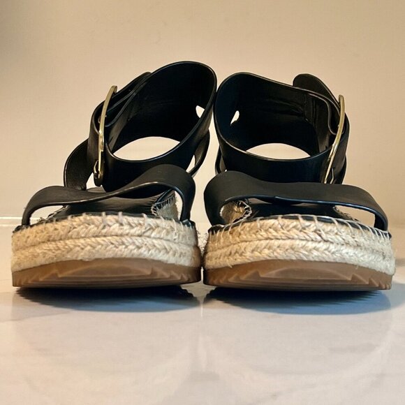 EOS Larah Wedge Espadrille Platform Black Sandal Size 8.5 (39) - Picture 3 of 16